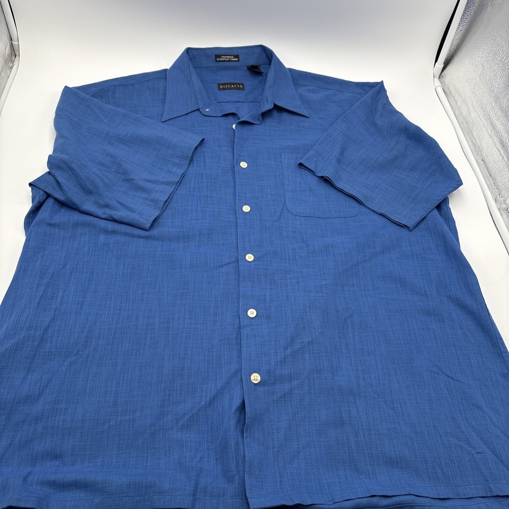 Riscatto Imported European Fabric Button Down Shirt Mens Blue Size Extra Large